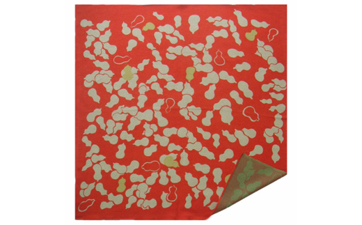 正絹縮緬友禅風呂敷 瓢箪 (赤) 約45cm×47cm