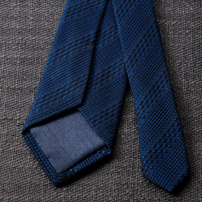 【手織りネクタイ】ネイビー 丹後ジャカードタイ kuskafabric 京都・丹後のシルク織物