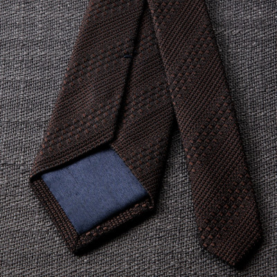 【手織りネクタイ】ダークブラウン 丹後ジャカードタイ kuskafabric 京都・丹後のシルク織物