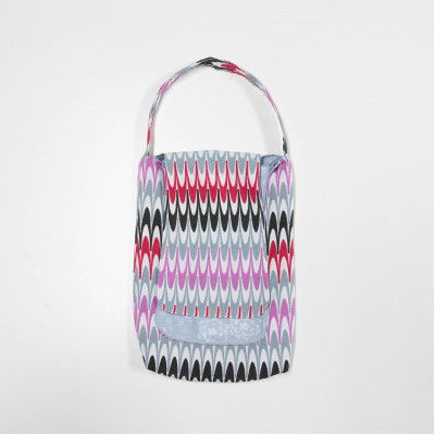 一色ちりめん　結びバッグ(角)水面(ピンク)