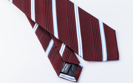 シルク100%　たけとらのフレスコネクタイ　エンジ・白・サックス　ふるさと納税限定　ギフト・父の日に