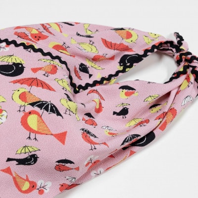 一色ちりめんあずま袋　コトリ(ピンク)