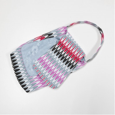 一色ちりめん　結びバッグ(角)水面(ピンク)