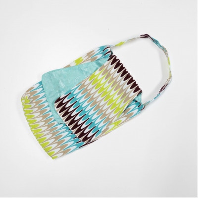 一色ちりめん　結びバッグ(角)水面(ブルー)