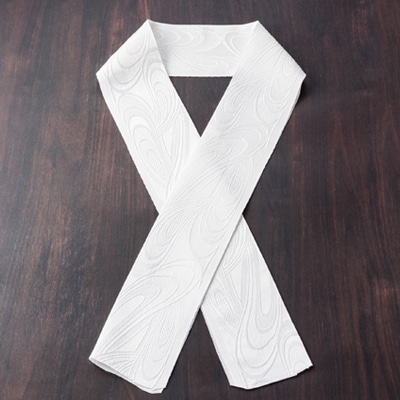 ワタマサ　三重織 正絹白半衿(水型花)シルク100%日本製和装小物　丹後ちりめん織元より