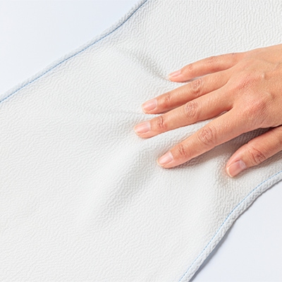 丹後ちりめん「ちりめん美人」シルクボディタオル ブルー　肌に優しいシルク100%　京都与謝野町より