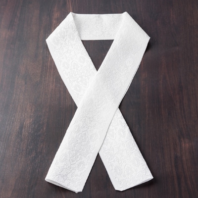 ワタマサ　三重織 正絹白半衿(十字華紋)シルク100%日本製和装小物　丹後ちりめん織元より