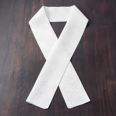 ワタマサ　三重織 正絹白半衿(渦水)シルク100%日本製和装小物　丹後ちりめん織元より