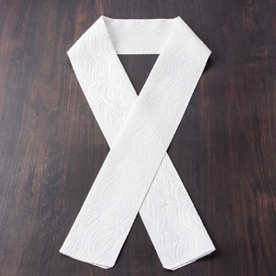 ワタマサ　三重織 正絹白半衿(万年青(おもと))シルク100%日本製和装小物　丹後ちりめん織元