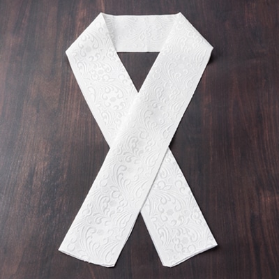 ワタマサ　三重織 正絹白半衿(波模様に亀甲)シルク100%日本製和装小物　丹後ちりめん織元より