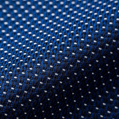 【手織りネクタイ】ネイビー ラインドットタイ kuskafabric 丹後の絹織物【高島屋選定品】