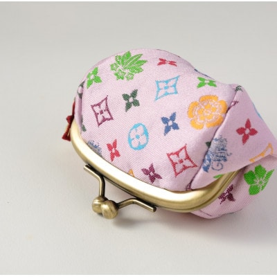 2.5寸ボストンがま口　モノグラム柄(ピンク色)