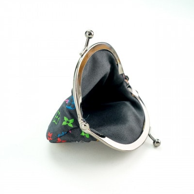 2.6寸がま口財布　モノグラム柄(ブラックバージョン)