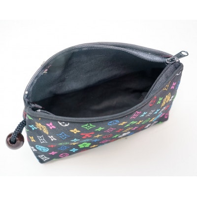 コスメポーチ(木玉ポーチ)　モノグラム柄(ブラックバージョン)