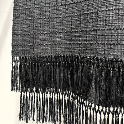 【リボン織×MIZEN】フリンジスカーフ 絹紐織　「黒」