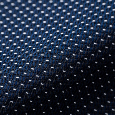 【手織りネクタイ】ダークネイビー ラインドットタイ kuskafabric【高島屋選定品】