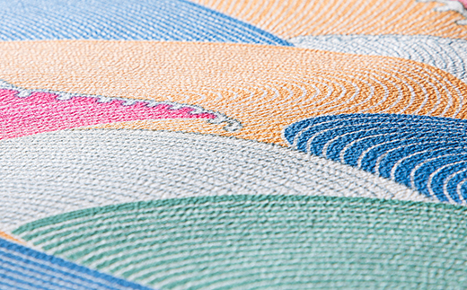 正絹ちりめん友禅御風呂敷(五彩浪) 水色　シルク100%　国産ふろしき　【高島屋選定品】