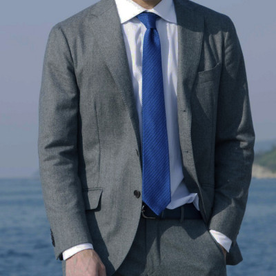 【手織りネクタイ】丹後ブルー フレスコタイ kuskafabric  京都・丹後のシルク織物