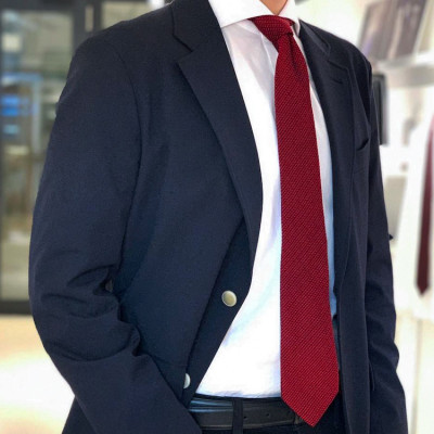 【手織りネクタイ】レッド フレスコタイ kuskafabric  京都・丹後のシルク織物