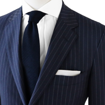 【手織りネクタイ】ダークネイビー フレスコタイ kuskafabric  京都・丹後のシルク織物