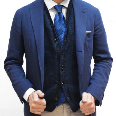 【手織りネクタイ】丹後ブルー 丹後ジャカードタイ kuskafabric 京都・丹後のシルク織物