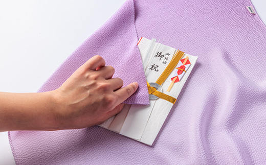 正絹ちりめん友禅ふくさ ぼかし 浅紫(藤色)