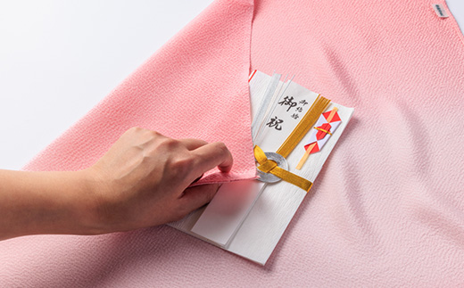 正絹ちりめん友禅ふくさ ぼかし 桃染(ピンク色)