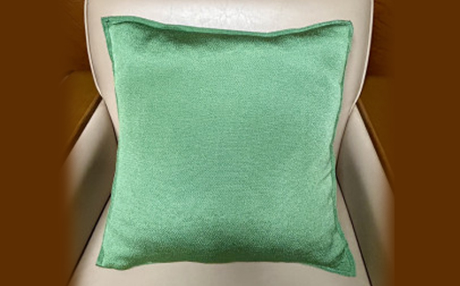 洗える丹後ちりめん「ちりめん美人」シルククッションカバー(グリーン)　ギフトにも　京都与謝野町より