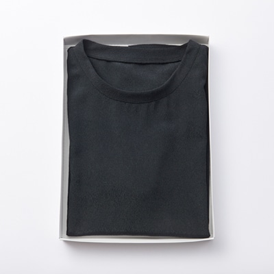 京都の伝統織物を使った丹後ちりめんTシャツ ブラック