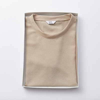 京都の伝統織物を使った丹後ちりめんTシャツ ベージュ