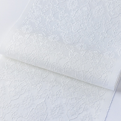 ワタマサ　三重織 正絹白半衿(十字華紋)シルク100%日本製和装小物　丹後ちりめん織元より