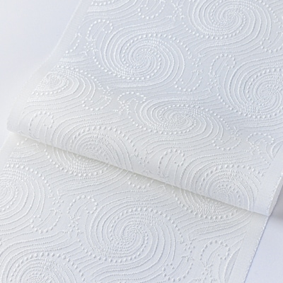 ワタマサ　三重織 正絹白半衿(渦水)シルク100%日本製和装小物　丹後ちりめん織元より