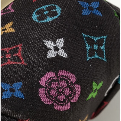 2.5寸ボストンがま口　モノグラム柄(黒色)