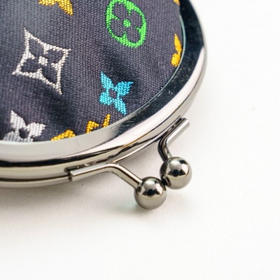 2.6寸がま口財布　モノグラム柄(ブラックバージョン)