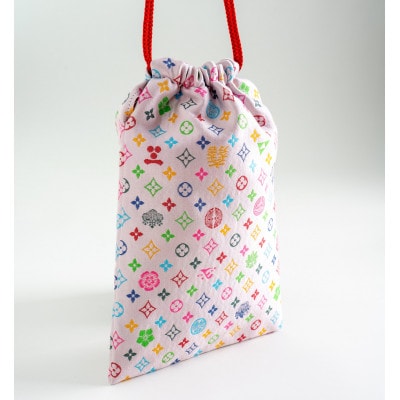 御朱印帳袋(御城印帳袋)　モノグラム柄(淡いピンクバージョン)