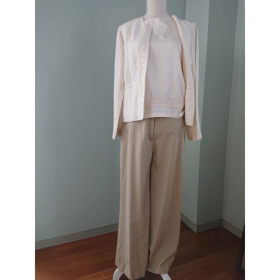 丹後シルク　ノースリーブブラウス白(生成)　シルクレース付　ウォッシャブル　