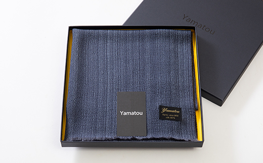 正絹縮緬マフラー(紺/濃いグレー)