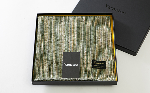 正絹縮緬マフラー(グリーン/濃いグレー)