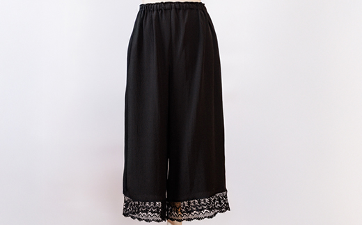 シルクキャミソール・ペチコート　ロング黒シルクレース付　シルク100%丹後ちりめん 【高島屋選定品】