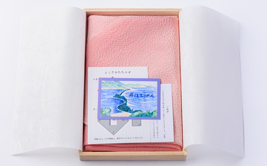 正絹ちりめん友禅ふくさ ぼかし 桃染(ピンク色)