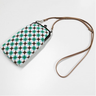 がま口ショルダー(変わり七宝柄ミント)　一色ちりめん　京都与謝野町より　【高島屋選定品】