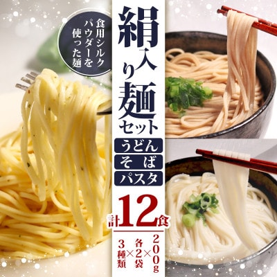 絹入り麺セット(うどん そば パスタ) 約12食計6袋(各200g×2袋) 人気乾麺セット