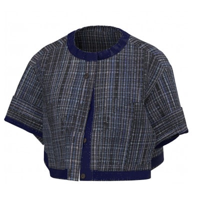 【リボン織×MIZEN】ショートシャツブルゾン レディス 絹紐織 黒ミントグリーン