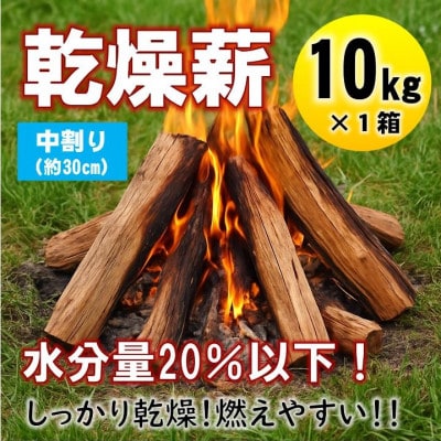 乾燥薪　キャンプ用 10kg　水分量20%以下までしっかり乾燥　中割(約30cm)　広葉樹ミックス