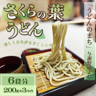 さくらの葉うどん  6食分(200g×3パック)　桜の香りが広がる緑の生うどん。お祝いやギフトにも。【配送不可地域：離島】