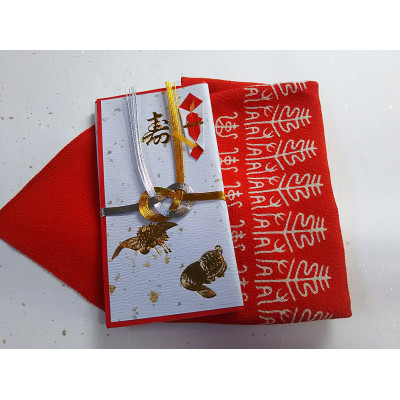 正絹ちりめん友禅風呂敷　寿/桐箱入り