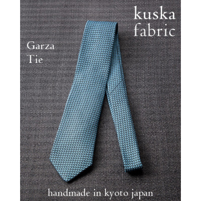 【手織りネクタイ】サックスブルー ガルザタイ kuskafabric 丹後の絹織物【高島屋選定品】