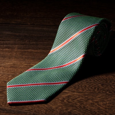 シルク100%　たけとらのフレスコネクタイ　グリーン　ふるさと納税限定　プレゼント・父の日にも