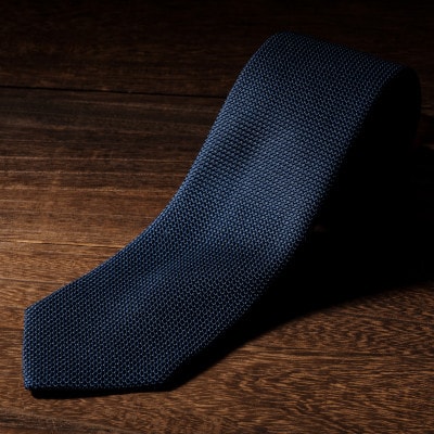 シルク100%　たけとらのフレスコネクタイ　紺・無地　ふるさと納税限定商品　プレゼント・父の日にも