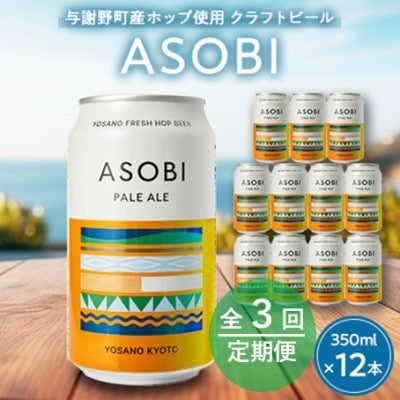 【毎月定期便】【与謝野町産ホップ使用クラフトビール】 ASOBI　350ml ×12本セット全3回